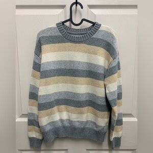 GAP kids Sz XL 12-13 Striped Gray and Cream knitted Sweater
